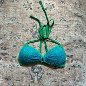 La Vie En Rose Green and Blue Bikini Top